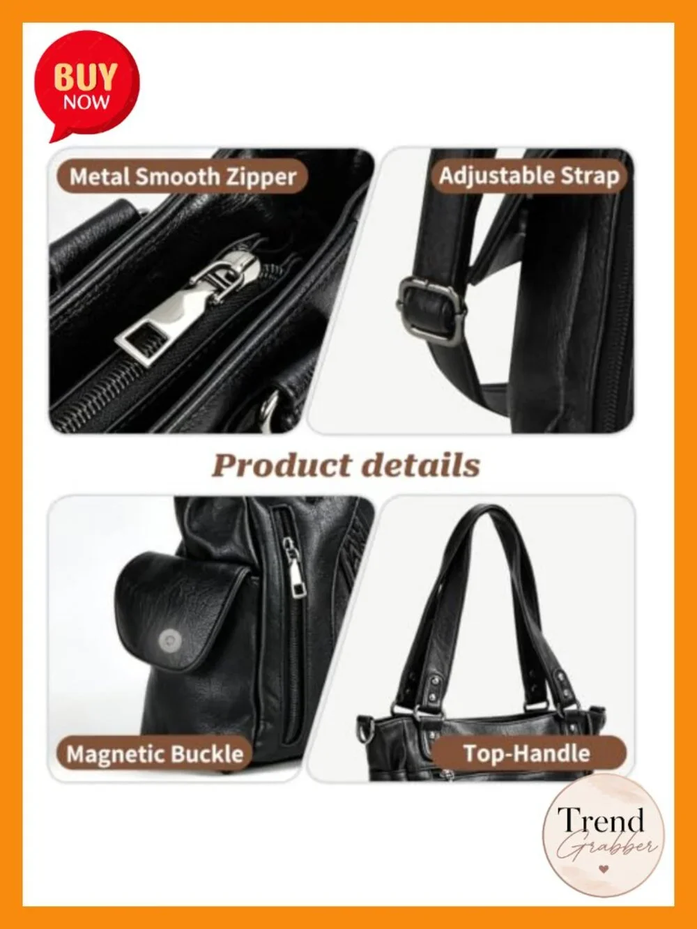 Vegan Leather Hobo Shoulder Bag Tote with Top Handle & Crossbody Strap